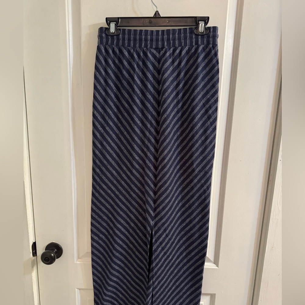 Loft Maxi Skirt Navy Stripe Drawstring Cotton Blend XXS NEW WITH TAG - Picture 3 of 8